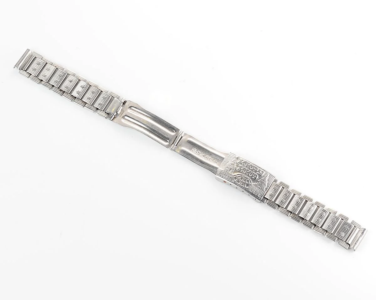 Vintage Soviet ornate stainless steel 14mm watch bracelet - USSR & USA Peace to the World!