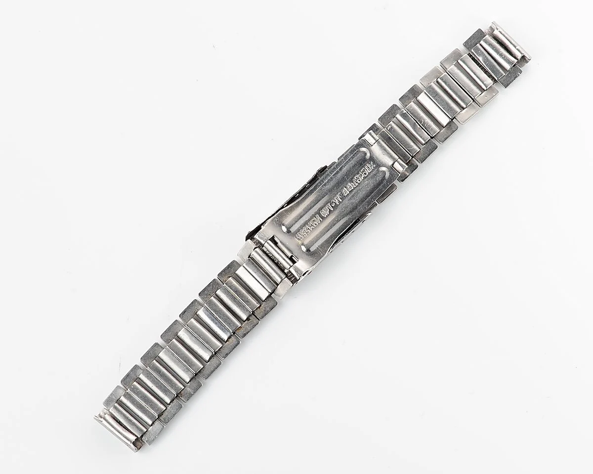 Vintage Soviet ornate stainless steel 14mm watch bracelet - USSR & USA Peace to the World!
