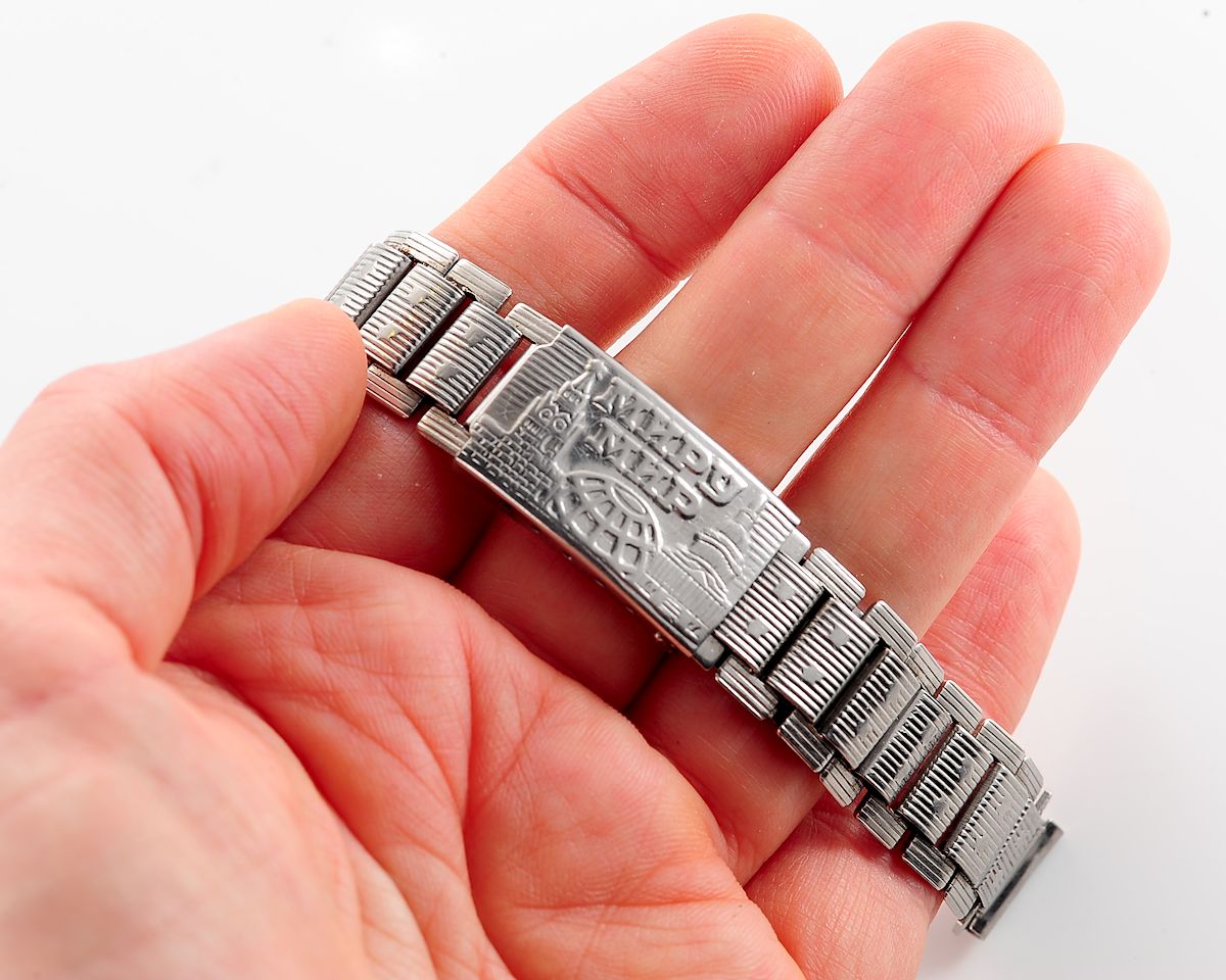 Vintage soviet ornate stainless steel 14mm watch bracelet - USSR & USA PEACE TO THE WORLD!