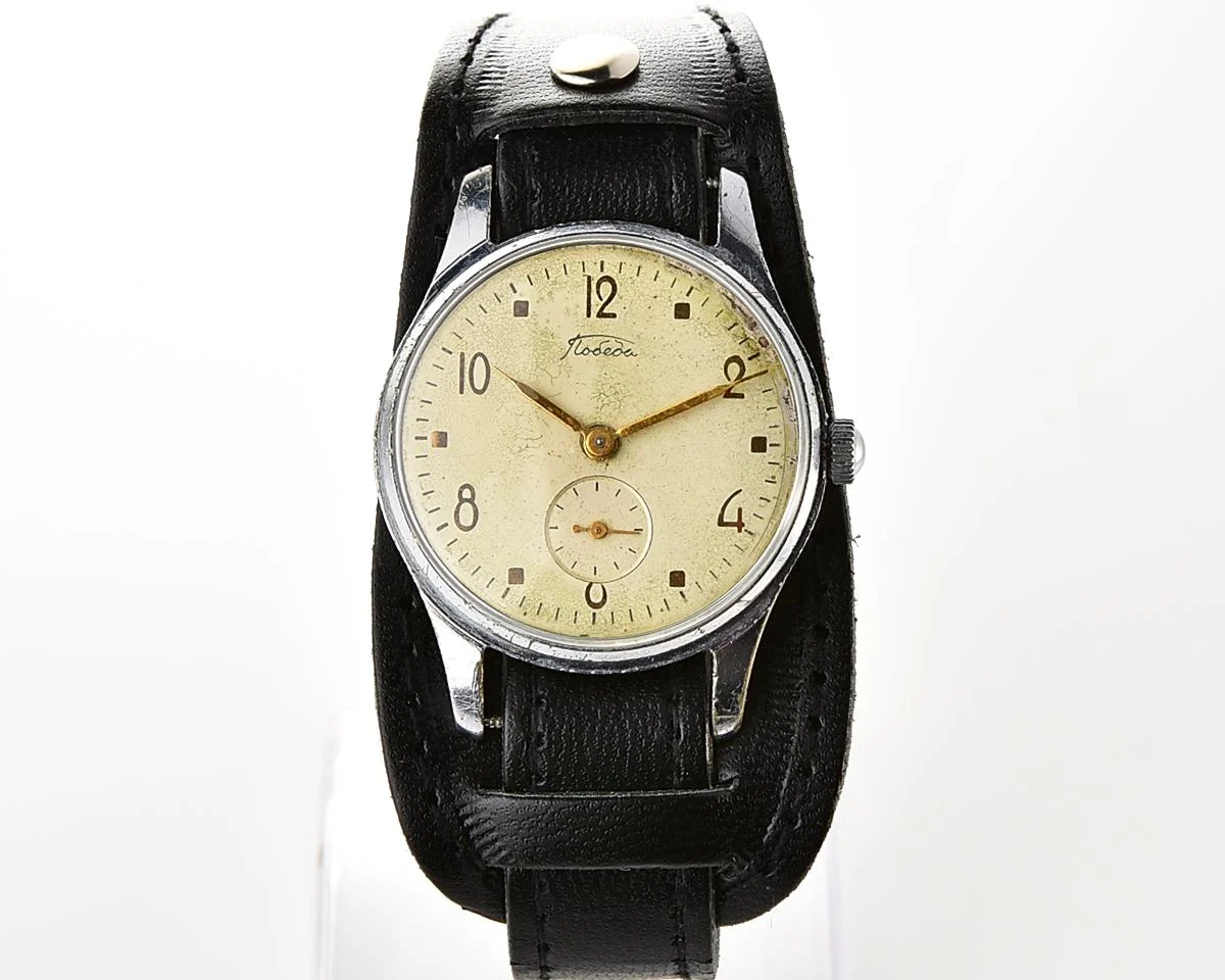 Vintage Soviet mechanical Pobeda wristwatch, PChZ, from 1950s