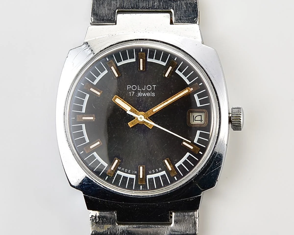 Vintage Soviet Poljot mechanical wristwatch with original stainless steel bracelet