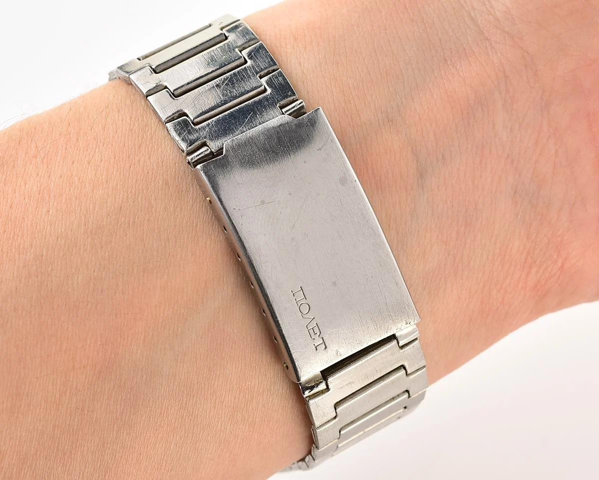 Vintage Soviet Poljot mechanical wristwatch with original stainless steel bracelet