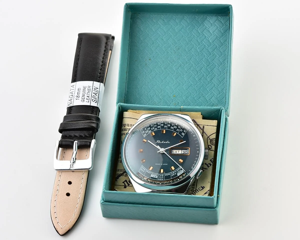 TIME CAPSULE: Vintage Soviet Raketa perpetual calendar watch - New Old Stock (NOS)!