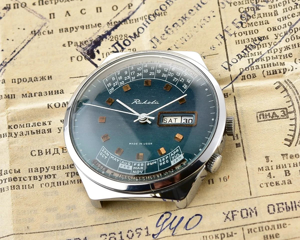 TIME CAPSULE: Vintage Soviet Raketa perpetual calendar watch - New Old Stock (NOS)!