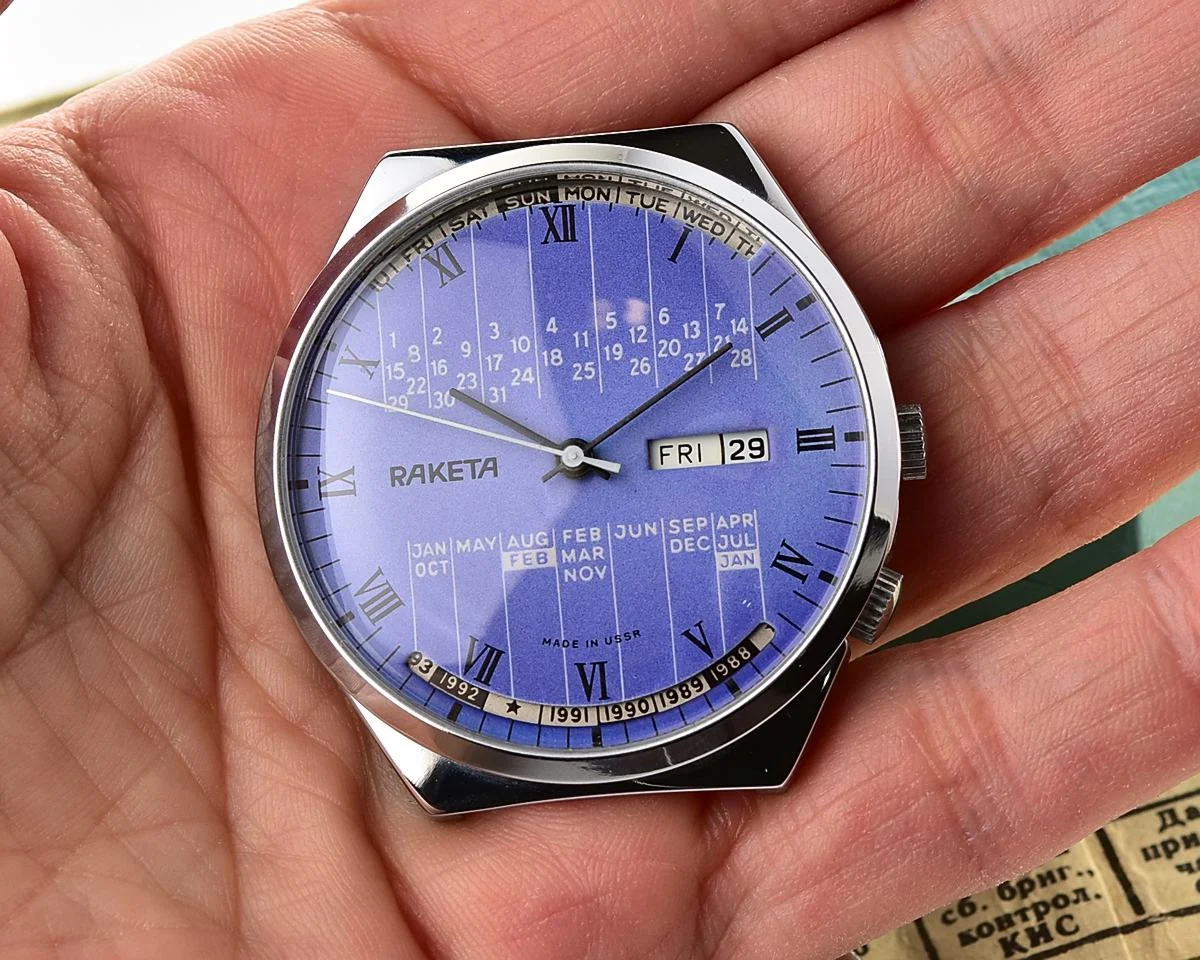 TIME CAPSULE: Vintage Soviet Raketa perpetual calendar watch - New Old Stock (NOS)!