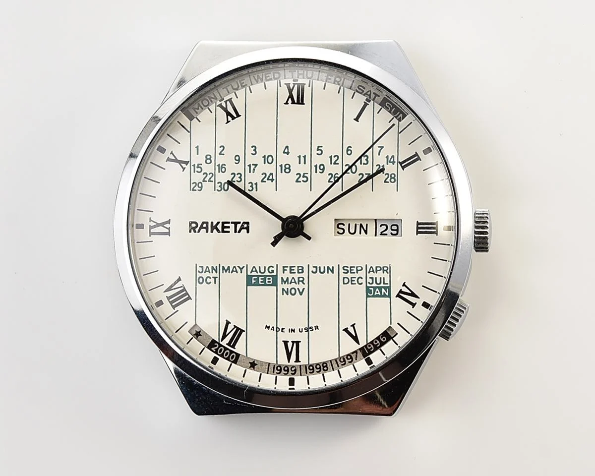 TIME CAPSULE: Vintage Soviet Raketa perpetual calendar watch - New Old Stock (NOS)!