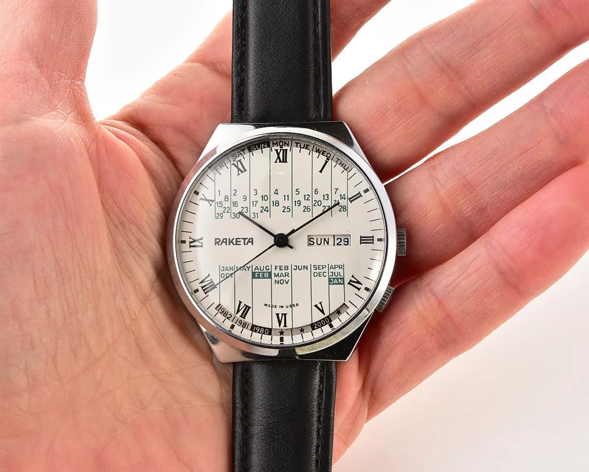 TIME CAPSULE: Vintage Soviet Raketa perpetual calendar watch - New Old Stock (NOS)!