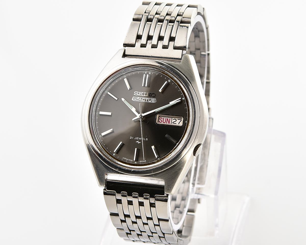 Vintage Seiko 5 Actus Automatic - Charcoal Sunburst JDM Classic, from February 1976