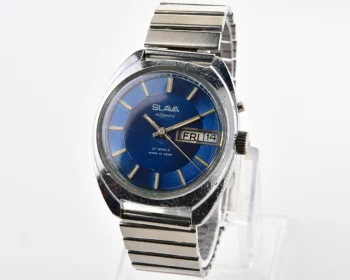 Slava Soviet mechanical self-winding vintage watch with rare "vortex" dial!