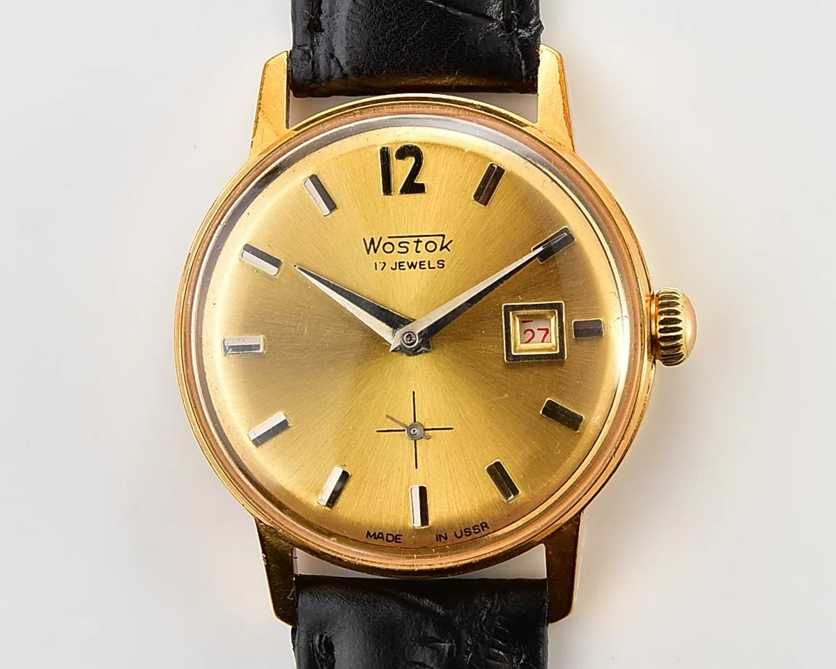 Excellent Soviet Wostok (Vostok) vintage mechanical gold-plated wristwatch