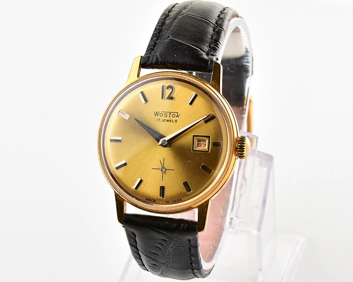 Excellent Soviet Wostok (Vostok) vintage mechanical gold-plated wristwatch