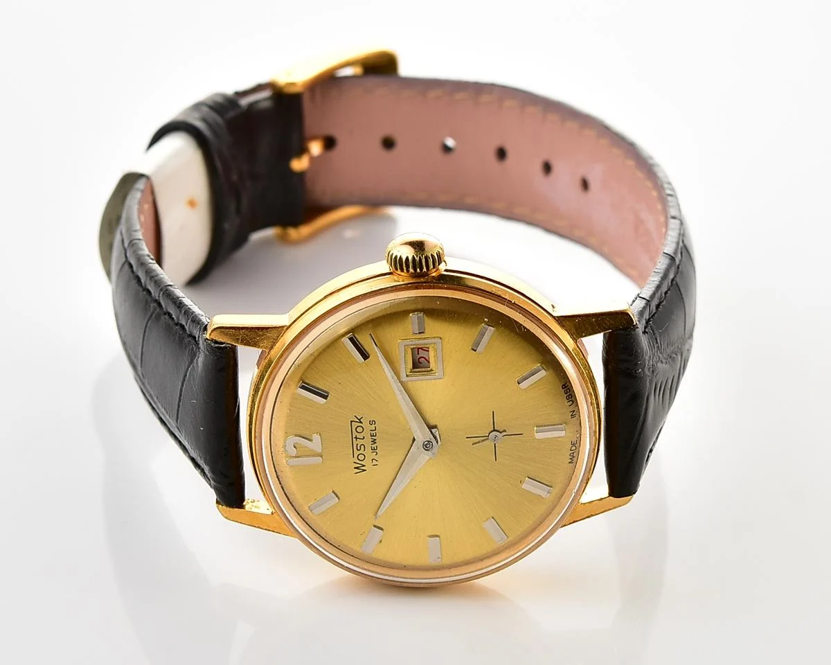 Excellent Soviet Wostok (Vostok) vintage mechanical gold-plated wristwatch