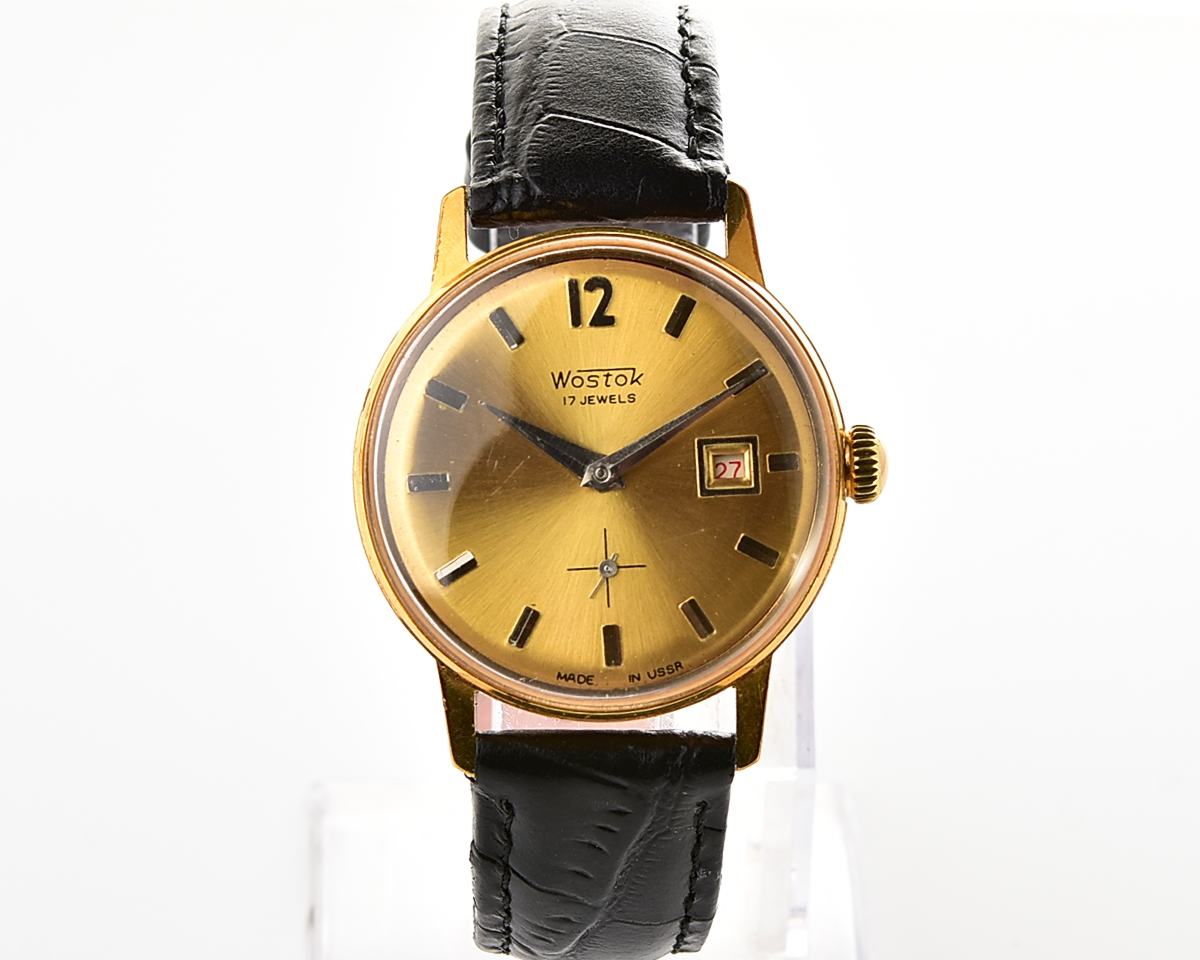 Excellent soviet Wostok (Vostok) vintage mechanical gold-plated wristwatch