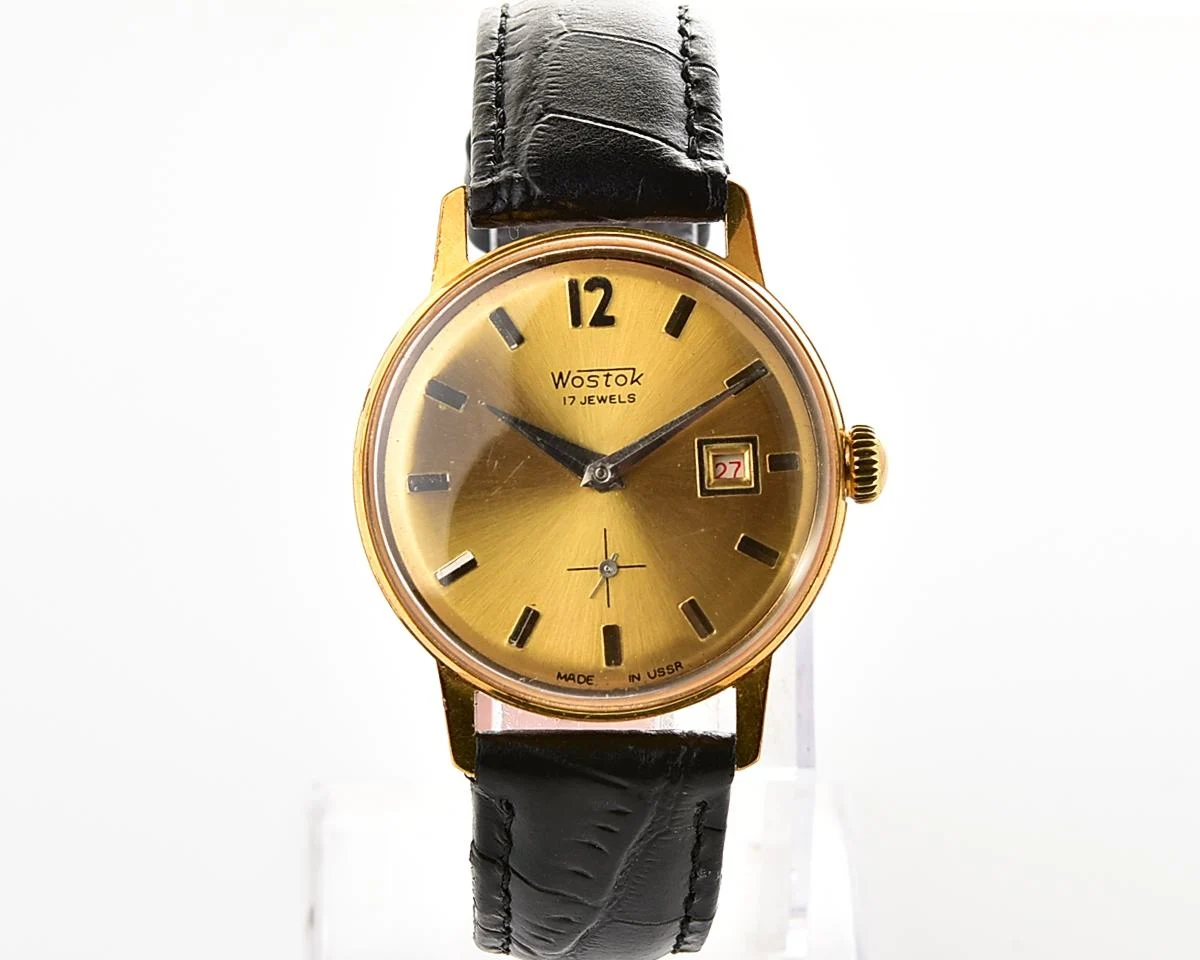 Excellent Soviet Wostok (Vostok) vintage mechanical gold-plated wristwatch