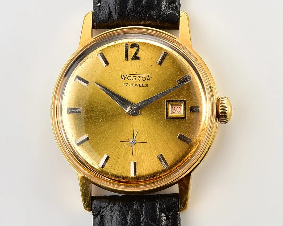 Excellent vintage Soviet Wostok (Vostok) mechanical gold-plated wristwatch
