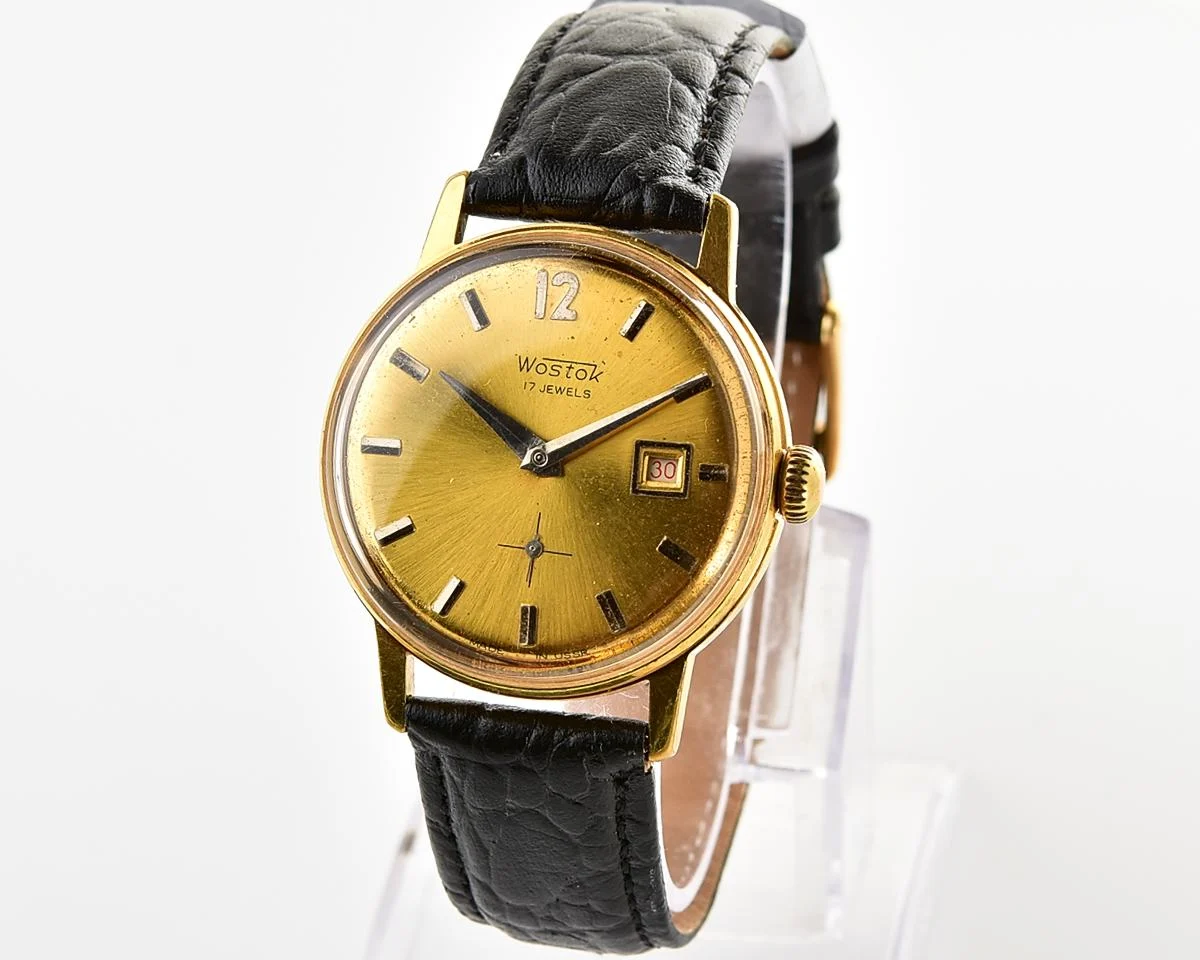 Excellent vintage Soviet Wostok (Vostok) mechanical gold-plated wristwatch
