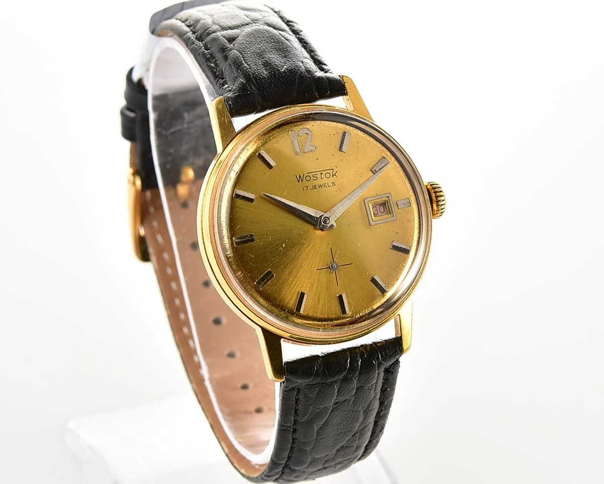 Excellent vintage Soviet Wostok (Vostok) mechanical gold-plated wristwatch