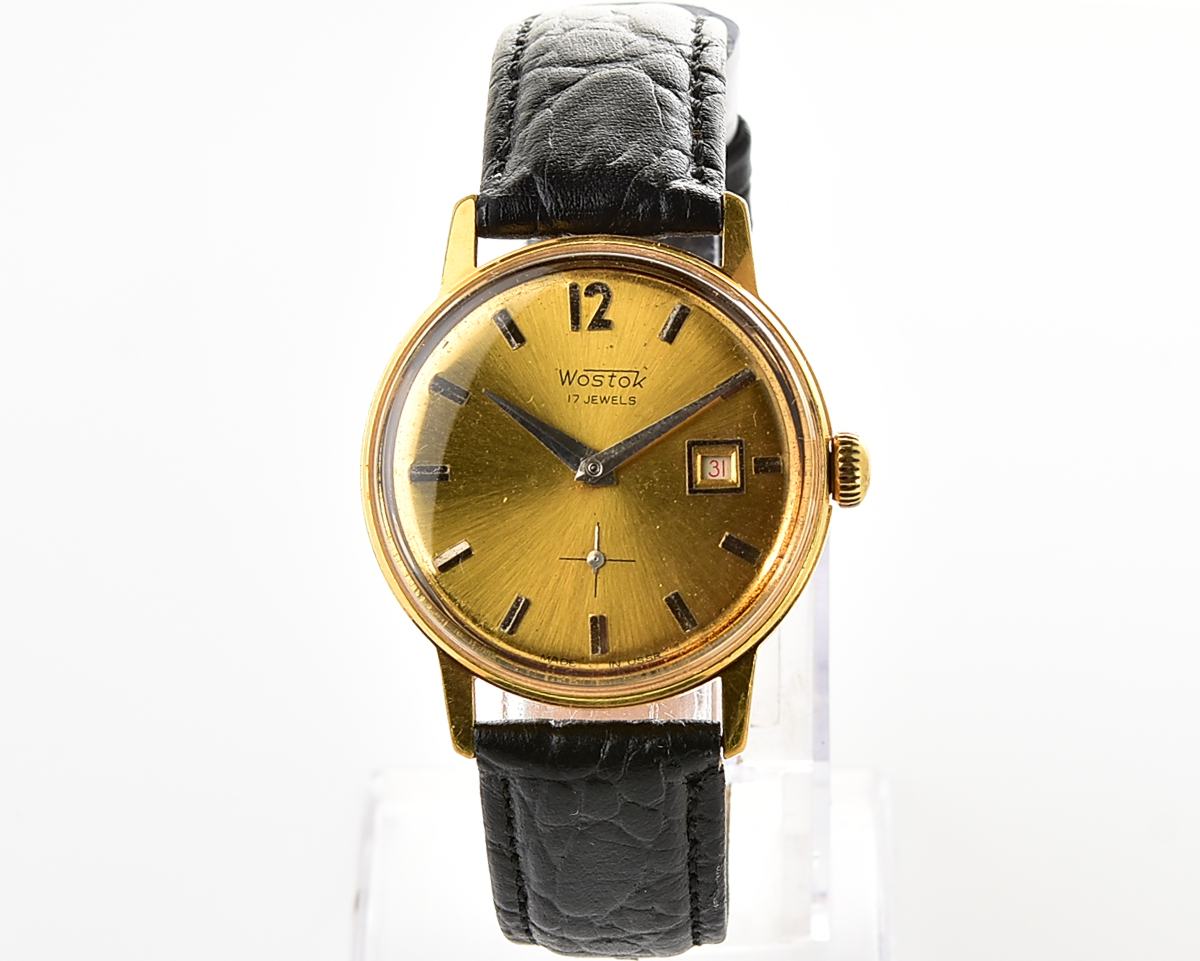 Excellent vintage soviet Wostok (Vostok) mechanical gold-plated wristwatch