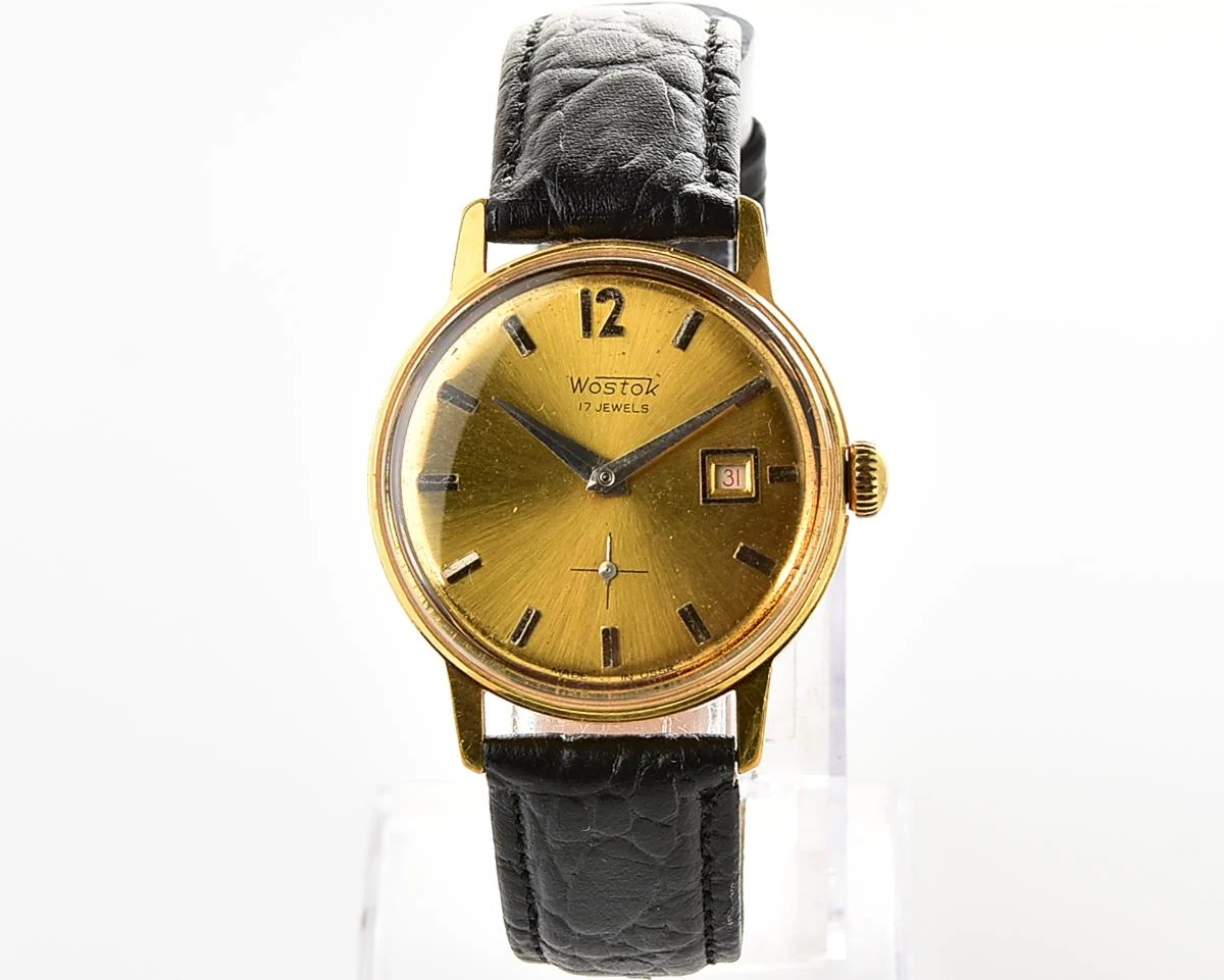 Excellent vintage Soviet Wostok (Vostok) mechanical gold-plated wristwatch