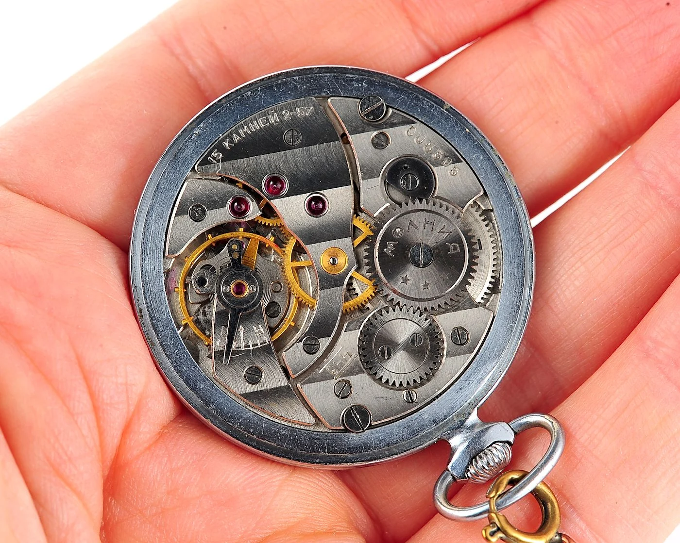 Vintage Soviet Molnija Pocket Watch - Brushed Copper Dial & Blued Hands, Cal. 3602 from 1957 - Image 9