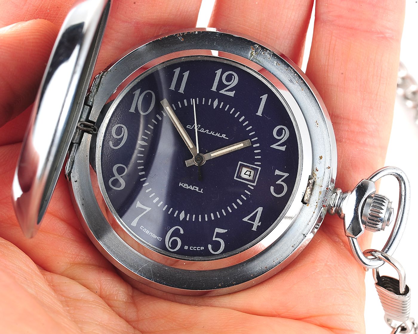 Soviet Molnija quartz pocket watch