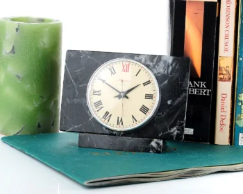 Vintage Molnija marble mechanical table clock
