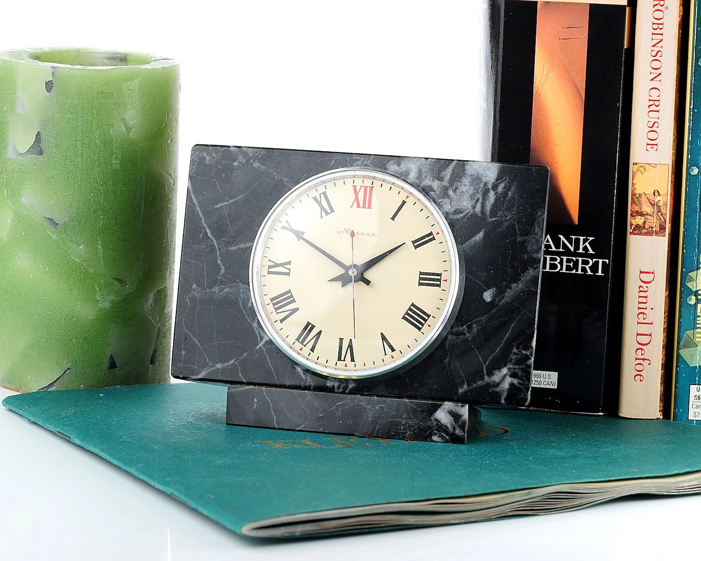 Vintage Molnija marble mechanical table clock