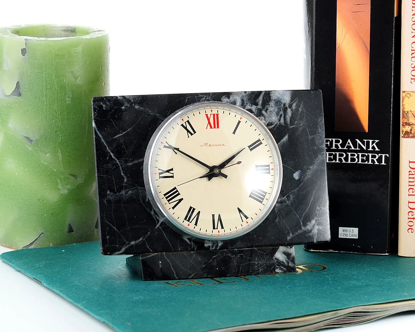 Vintage Molnija marble mechanical table clock