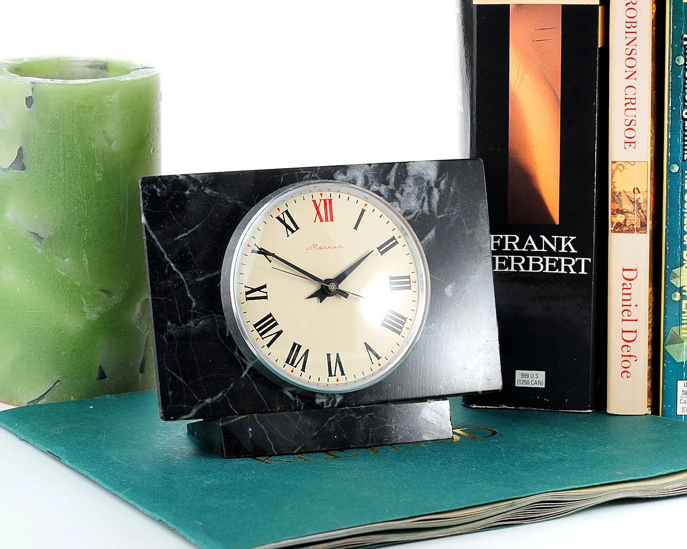 Vintage Molnija marble mechanical table clock