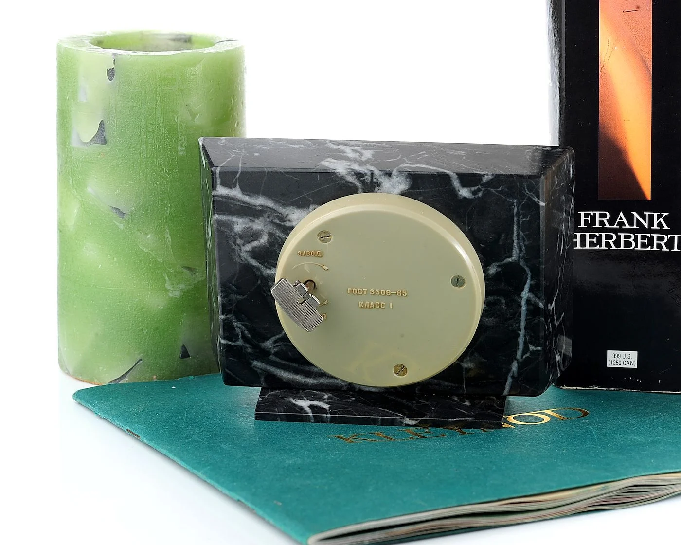 Vintage Molnija marble mechanical table clock