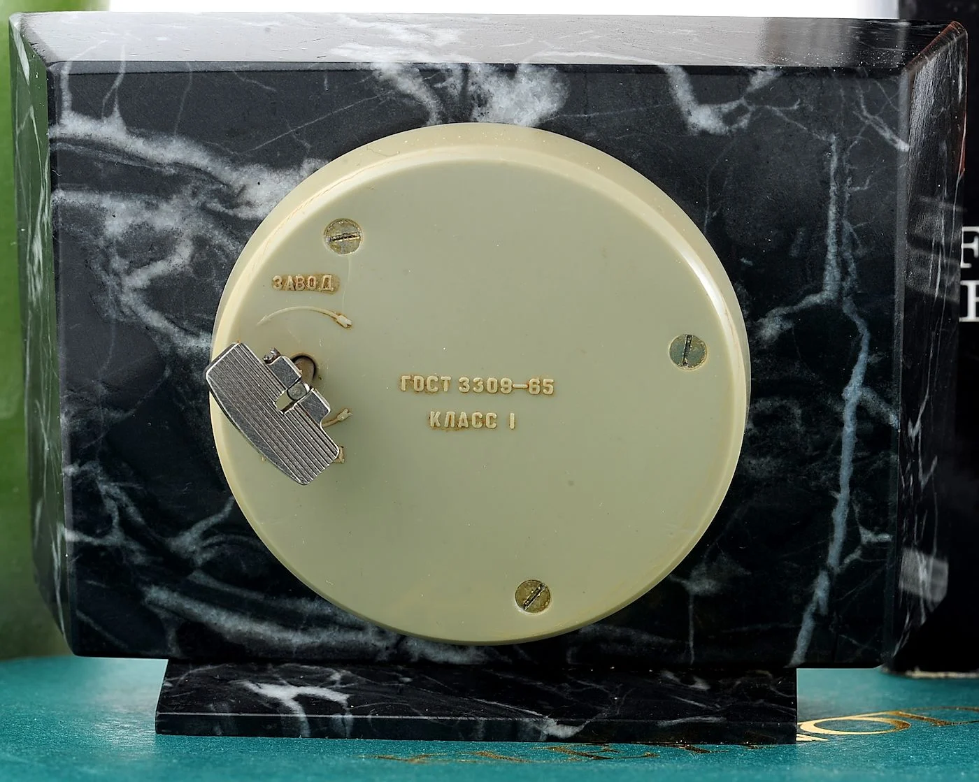 Vintage Molnija marble mechanical table clock