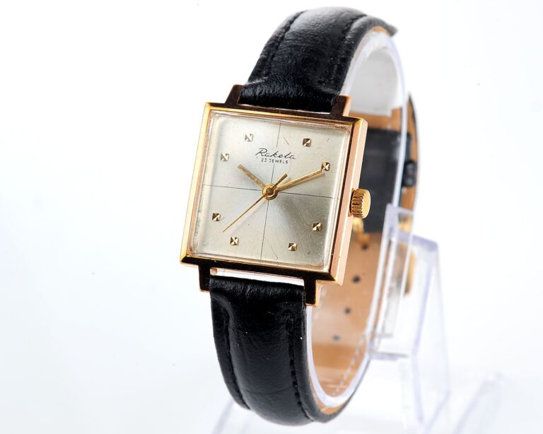 Soviet RAKETA gold-plated vintage wristwatch in uncommon square body