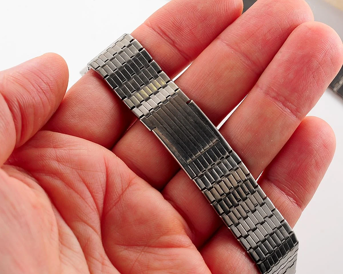 Slim elegant vintage stainless steel Soviet bracelet, 16mm