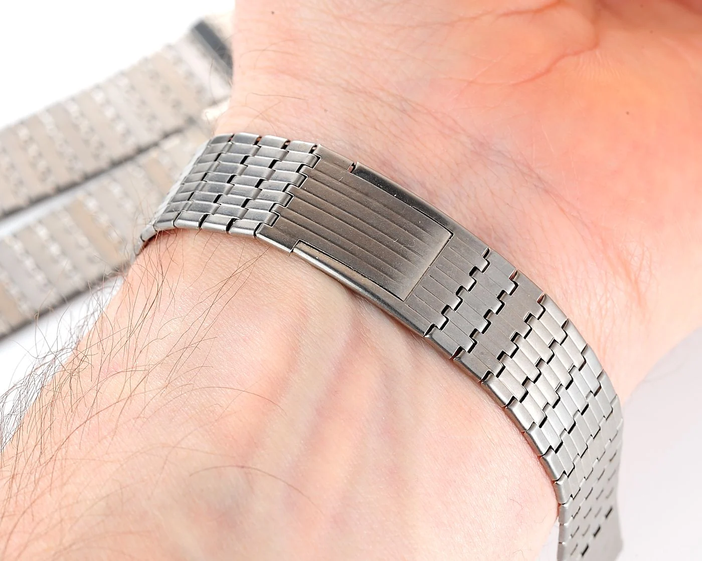 Slim elegant vintage stainless steel Soviet bracelet, 16mm