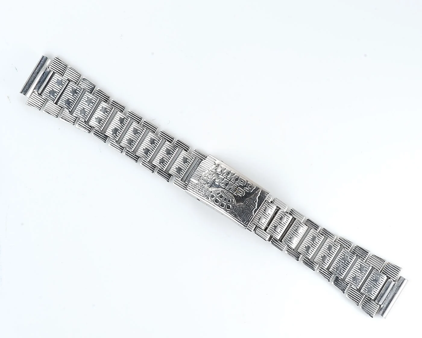 Vintage Soviet ornate stainless steel 18mm watch bracelet - USSR & USA Peace to the World!