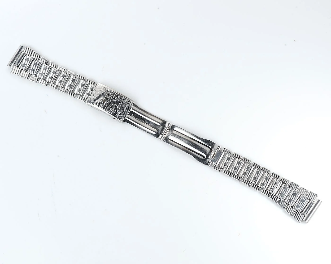 Vintage Soviet ornate stainless steel 18mm watch bracelet - USSR & USA Peace to the World!