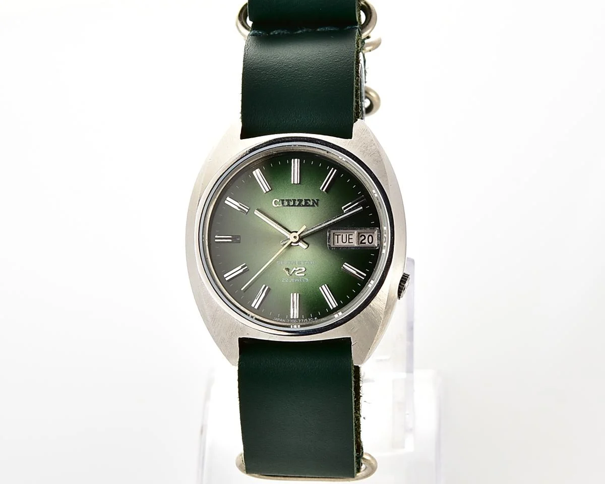 Vintage Citizen Seven Star V2 Automatic with Emerald Green Gradient Dial from September 1973
