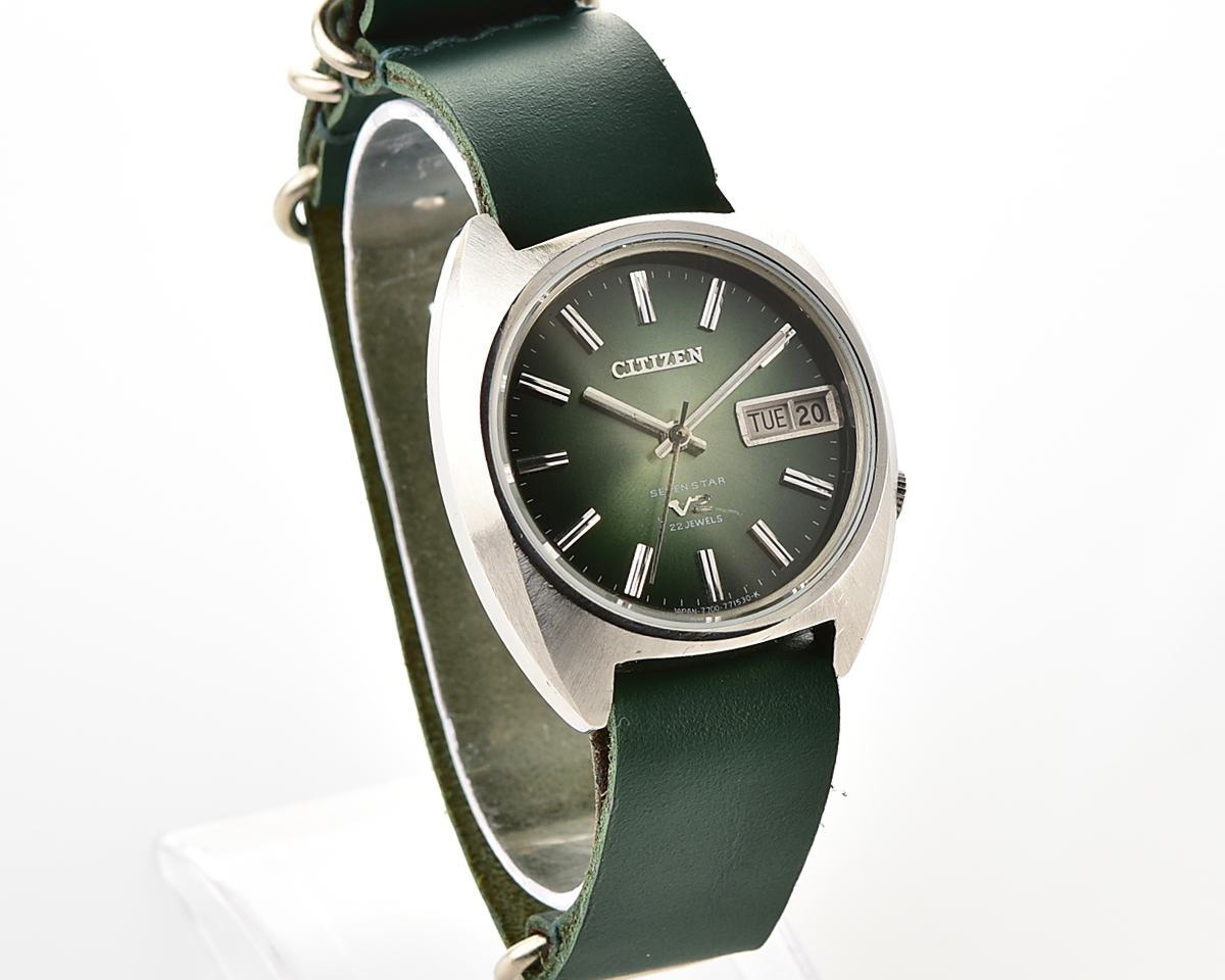 Vintage Citizen Seven Star V2 Automatic with Emerald Green Gradient Dial from September 1973