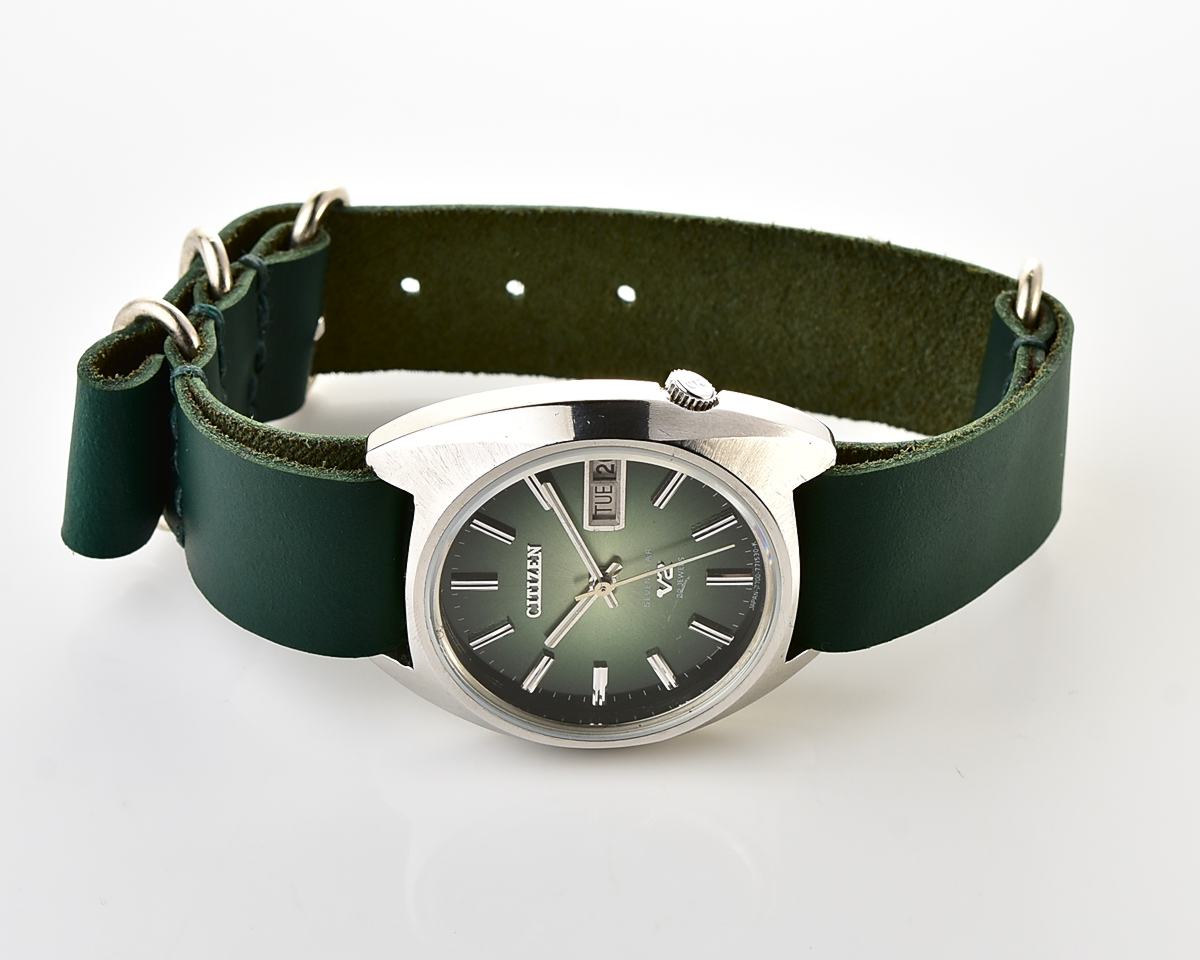 Vintage Citizen Seven Star V2 Automatic with Emerald Green Gradient Dial from September 1973