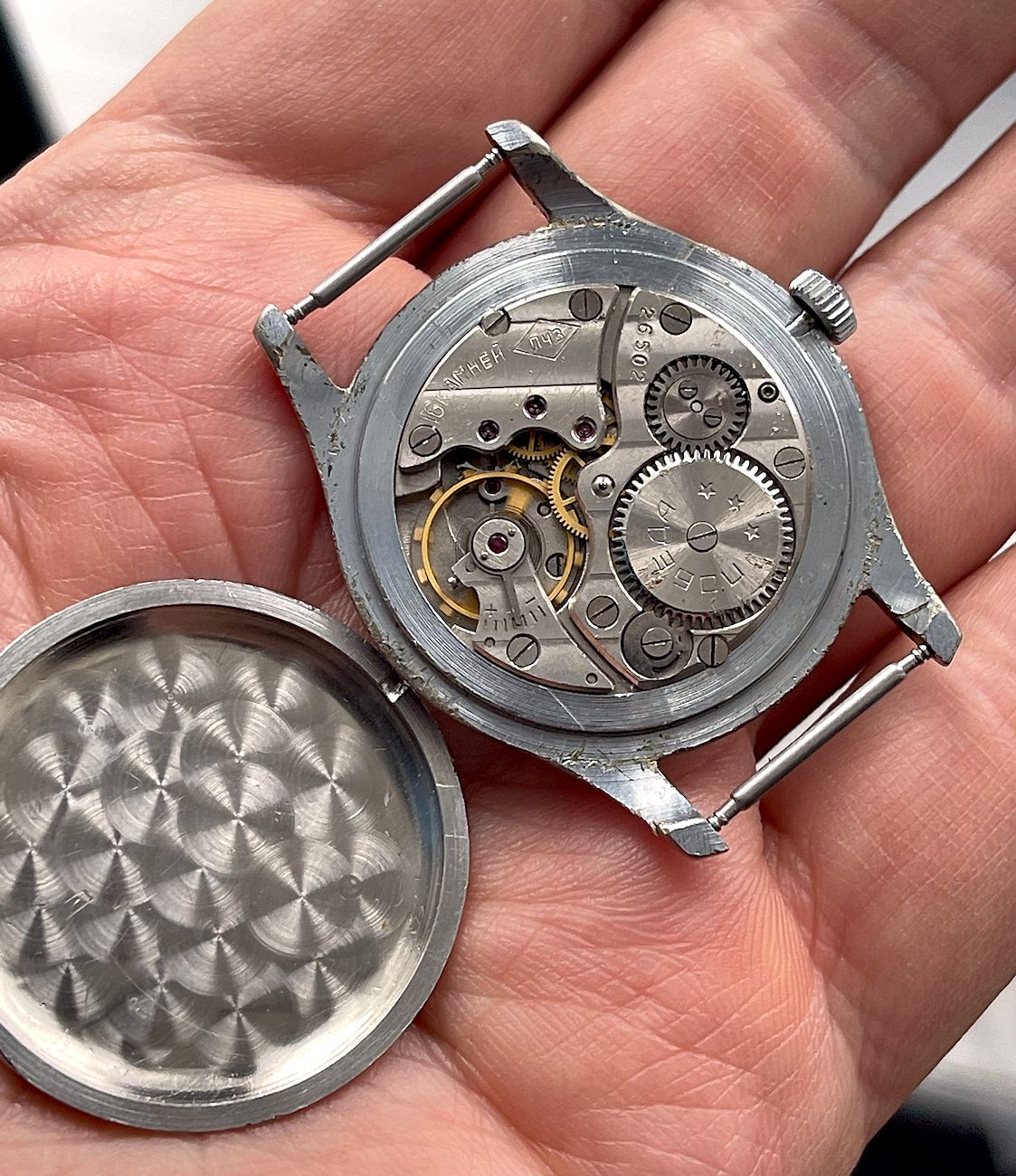 Vintage soviet mechanical POBEDA wristwatch, PChZ, from 1950s