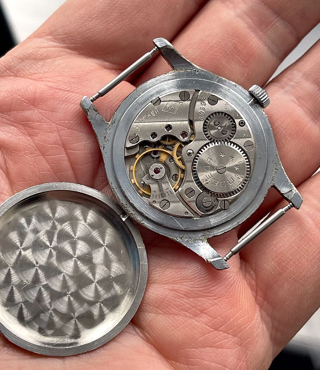 Vintage Soviet mechanical Pobeda wristwatch, PChZ, from 1950s