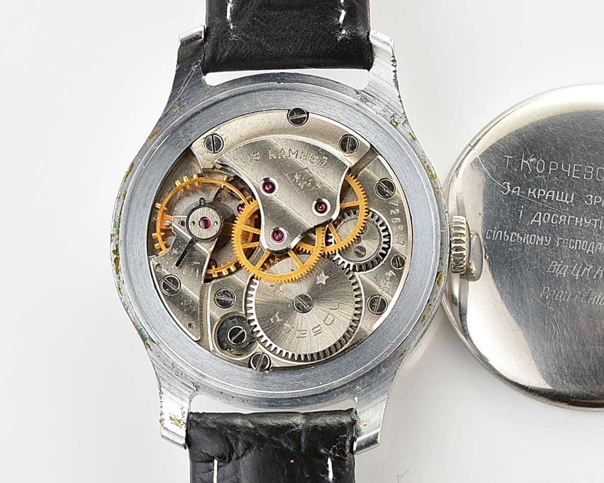 Vintage soviet POBEDA watch from 1955 with engraved back - from the Central Committee of Communists Party of USSR!