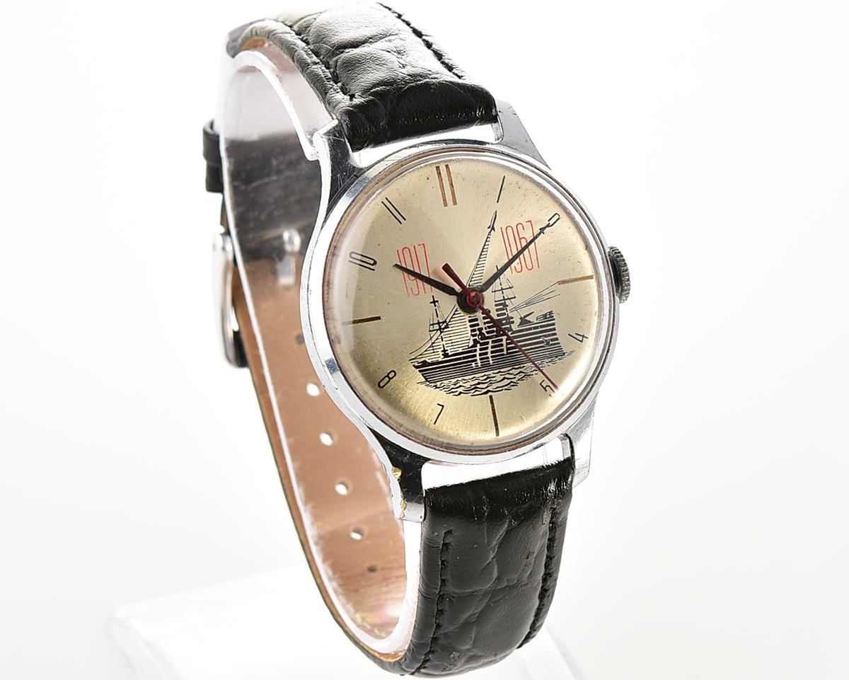 Vintage soviet mechanical POBEDA - 50th anniversary of October 1917 revolution