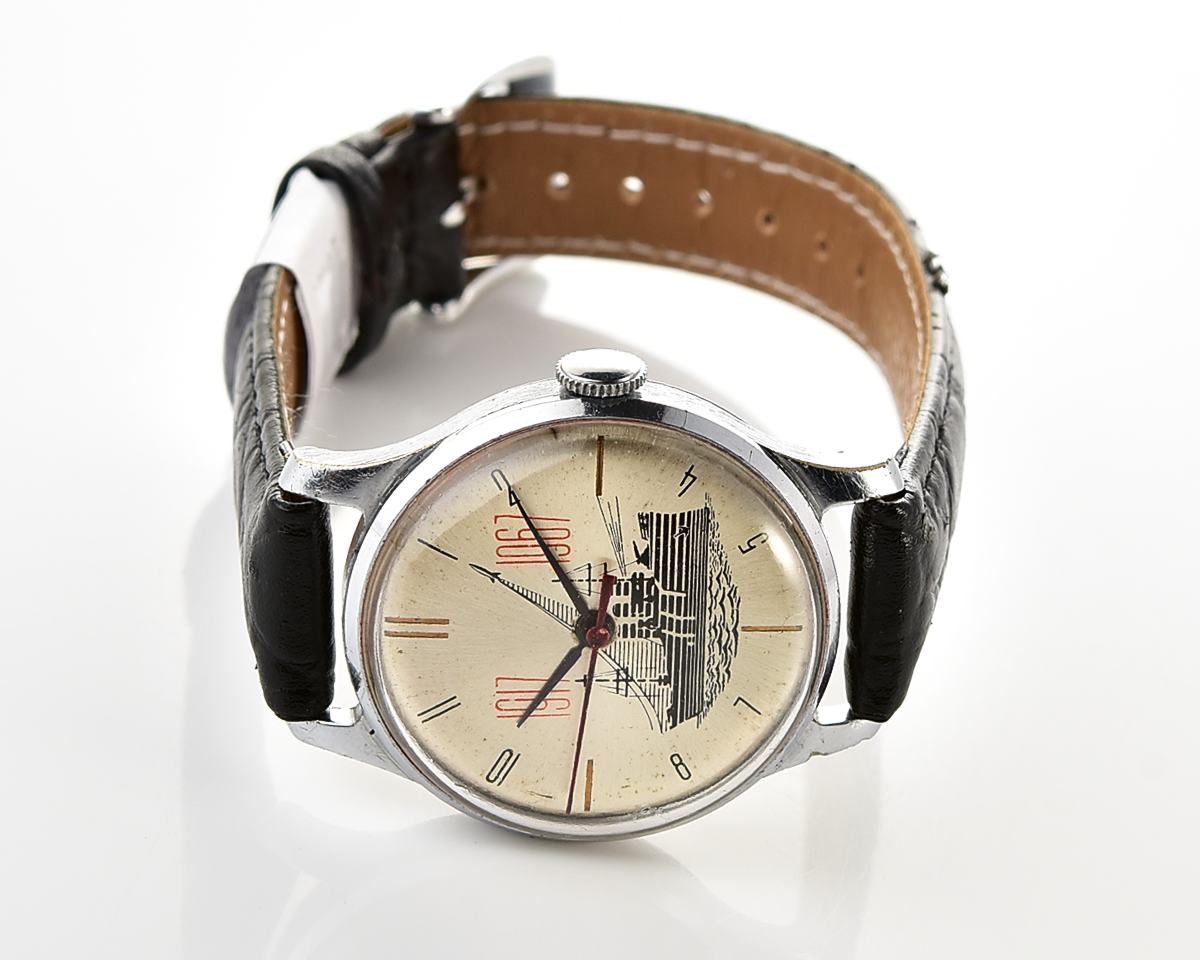 Vintage soviet mechanical POBEDA - 50th anniversary of October 1917 revolution