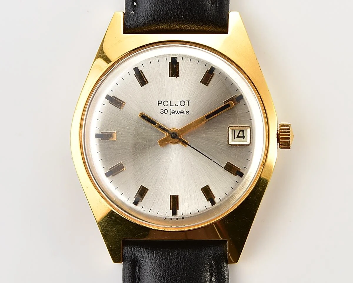 Excellent Soviet Poljot Soviet gold plated mechanical watch with automatic self-winding 30 jewels movement