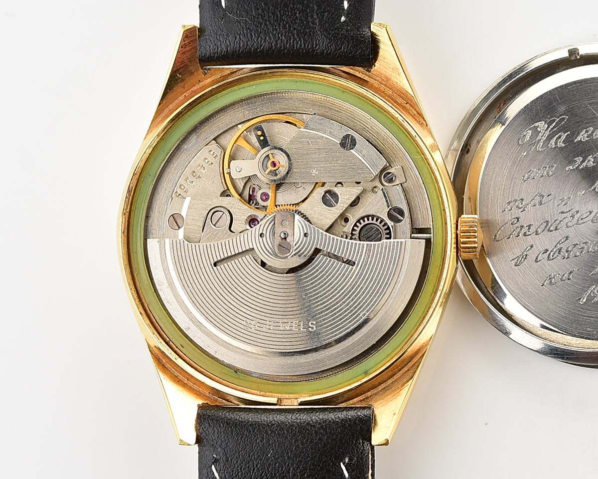 Excellent soviet POLJOT soviet gold plated mechanical watch with automatic self-winding 30 jewels movement