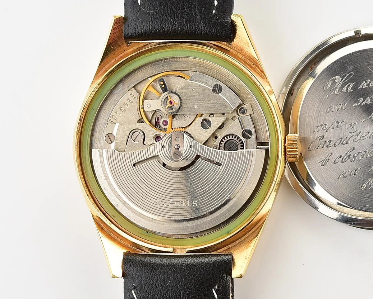 Excellent Soviet Poljot Soviet gold plated mechanical watch with automatic self-winding 30 jewels movement