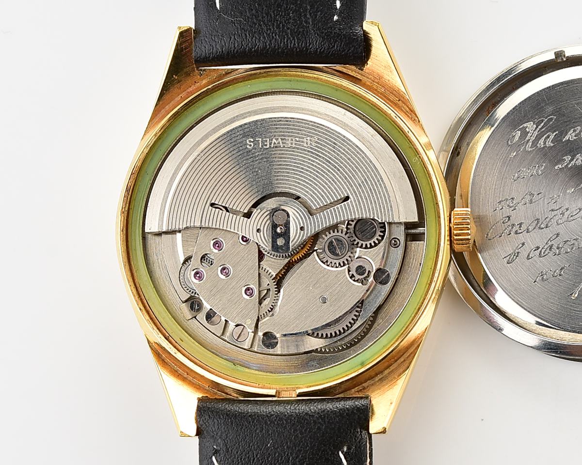 Excellent soviet POLJOT soviet gold plated mechanical watch with automatic self-winding 30 jewels movement