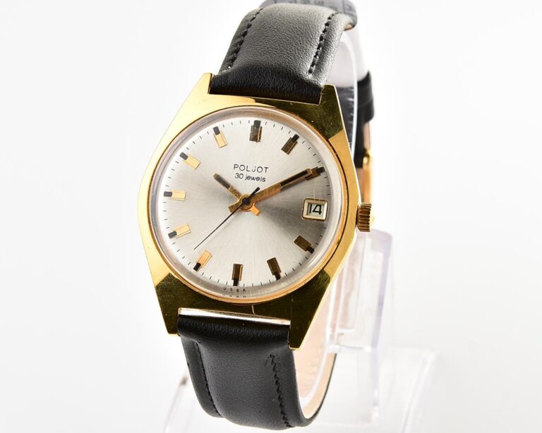 Excellent soviet POLJOT soviet gold plated mechanical watch with automatic self-winding 30 jewels movement