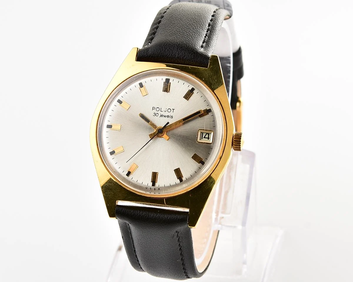 Excellent Soviet Poljot Soviet gold plated mechanical watch with automatic self-winding 30 jewels movement